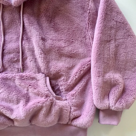 House of Fluff - Recycled Teddy Hoodie - Faux Fur Pullover - Lavender - Men's M - Picture 5 of 15